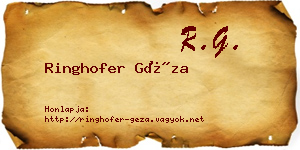 Ringhofer Géza névjegykártya