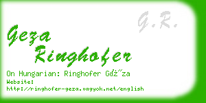 geza ringhofer business card